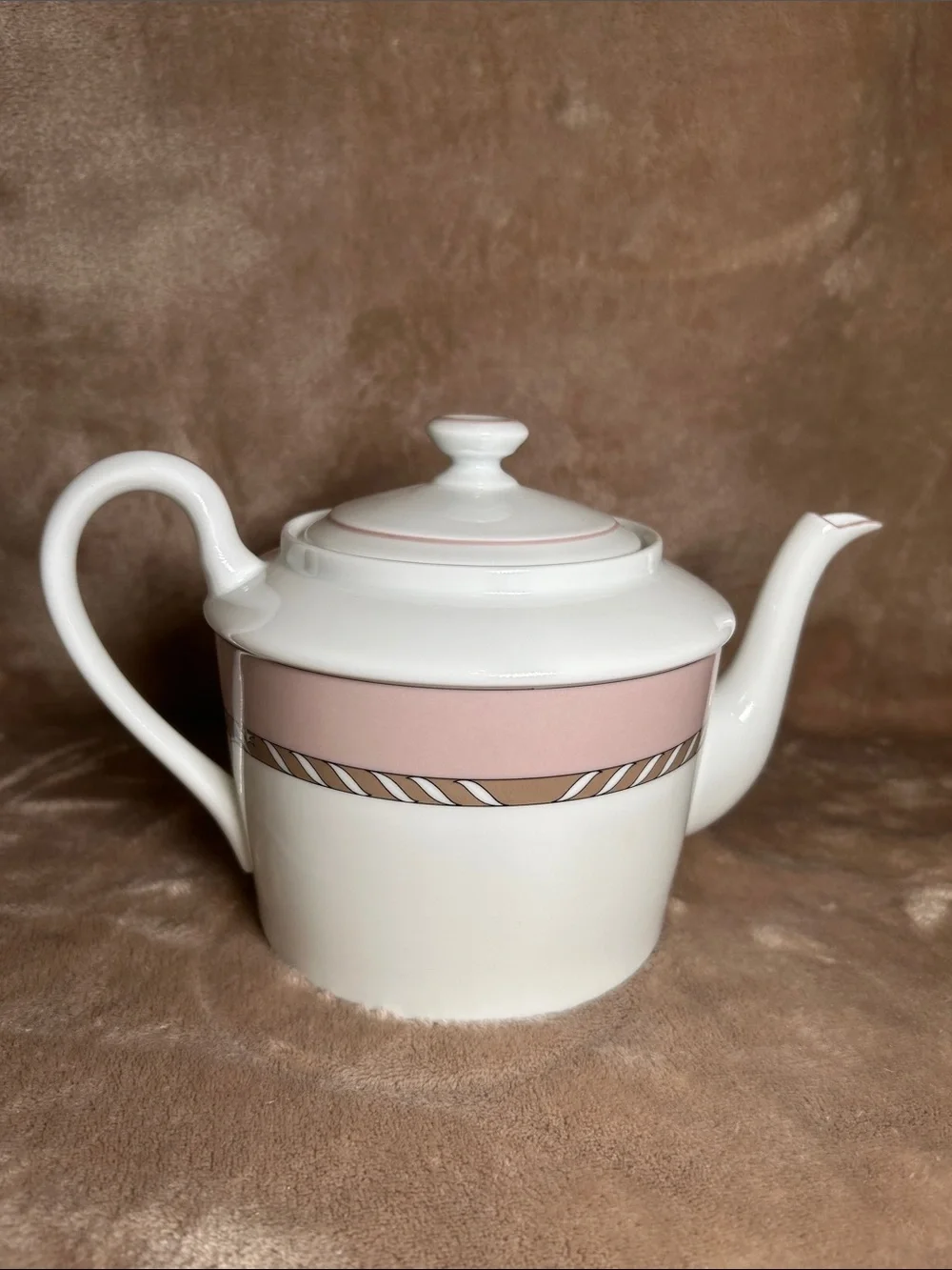 Ceralene A. Raynaud Serenade Beige Porcelain MCM White Teapot Limoges France